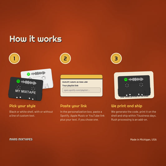 Custom Scannable Cassette — QR Code Playlist Tape Gift, Scan to Listen