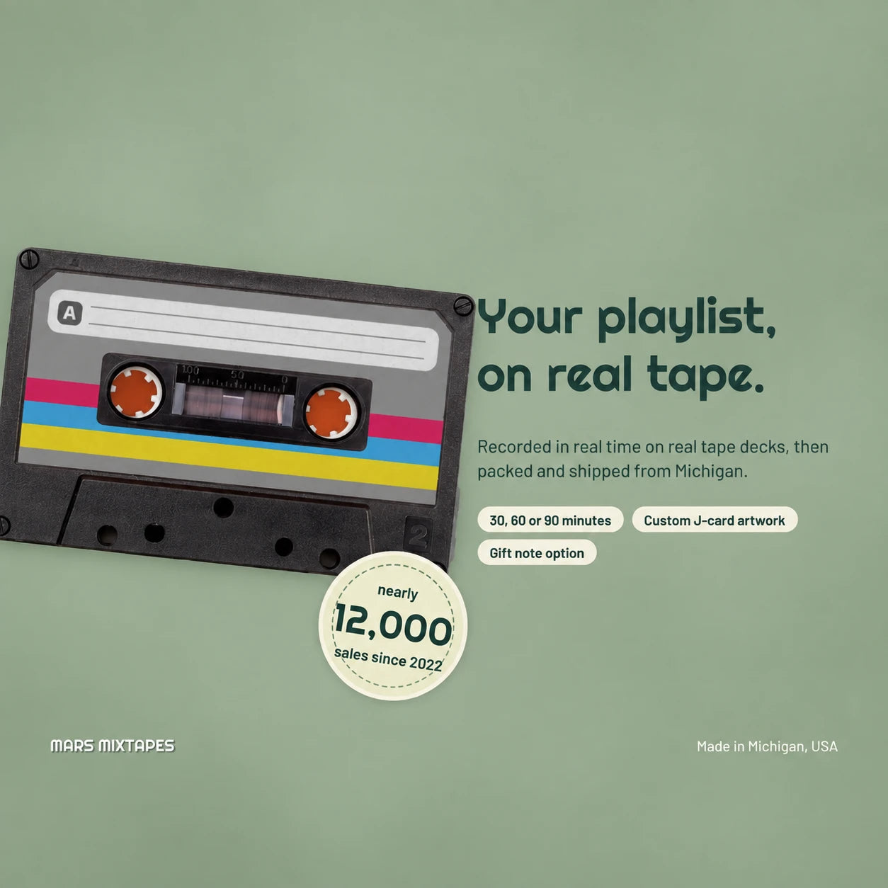 Custom Cassette Tape — Personalized Music Compilation, 60 or 90 Min, Custom J-Card Artwork
