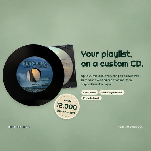 Custom CD — Personalized Music Compilation Service, Up to 80 Min, Jewel Case + Printed Artwork