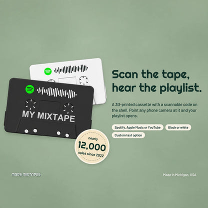 Custom Scannable Cassette — QR Code Playlist Tape Gift, Scan to Listen
