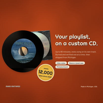 Custom CD — Personalized Music Compilation Service, Up to 80 Min, Jewel Case + Printed Artwork