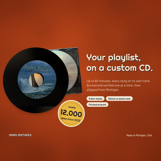 Custom CD — Personalized Music Compilation Service, Up to 80 Min, Jewel Case + Printed Artwork