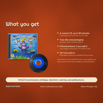 Custom CD — Personalized Music Compilation Service, Up to 80 Min, Jewel Case + Printed Artwork