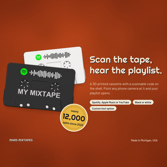 Custom Scannable Cassette — QR Code Playlist Tape Gift, Scan to Listen