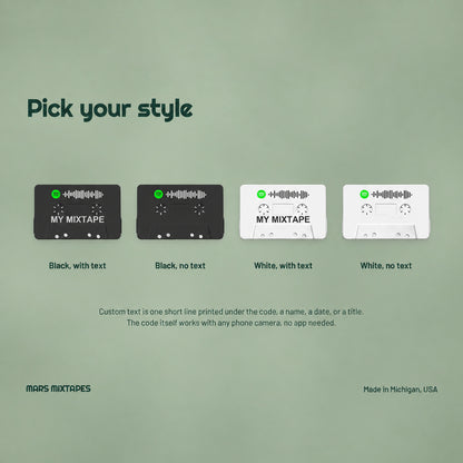 Custom Scannable Cassette — QR Code Playlist Tape Gift, Scan to Listen