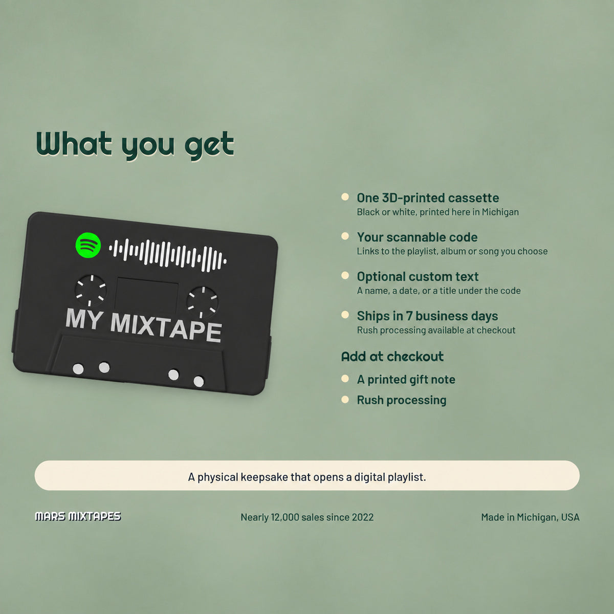 Custom Scannable Cassette — QR Code Playlist Tape Gift, Scan to Listen